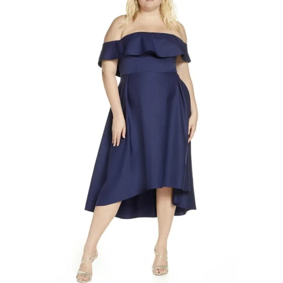 Chi Chi London | Dresses | Nwt Off Shoulder Navy Dress | Poshmark
